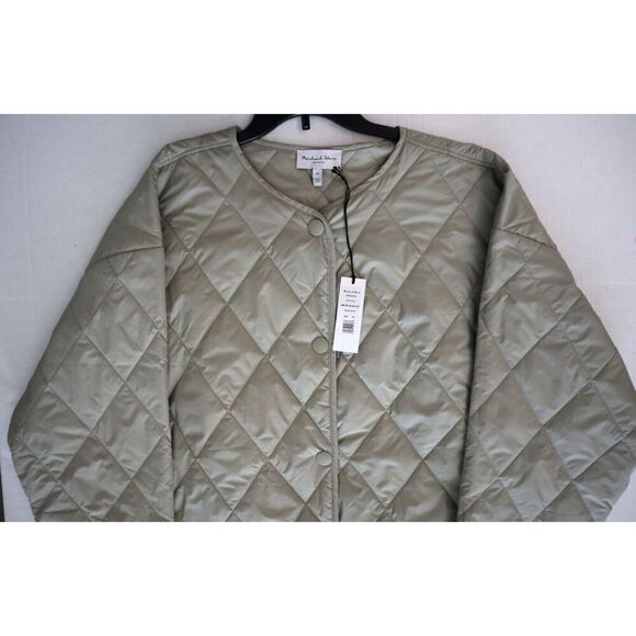 Michael Stars SFDQL27X Women Sz 3X LT Olive Sonnet Snap Front Quilted Coat - Picture 7 of 9